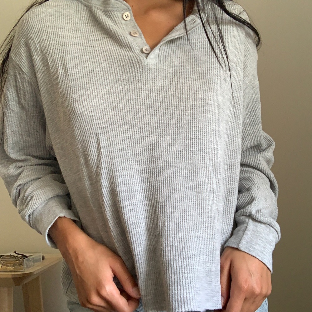 Brandy Melville Grey Henley Top